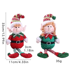 Detailed size specifications for Christmas plush elf dolls with festive sequins