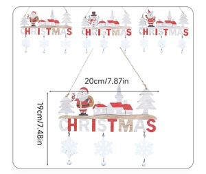 Size dimensions for wooden Christmas doll hanging sign with bells and jute rope