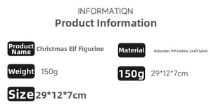 Spezifikationen der Weihnachtsgnom-Deko mit Maßen 29x12x7cm und einem Gewicht von 150g