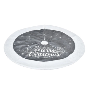 100cm Grey and White Christmas Tree Skirt with Merry Christmas Text and Snowflakes