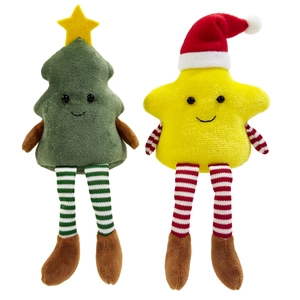 Christmas plush dolls set featuring long-legged star and Christmas tree festive ornaments