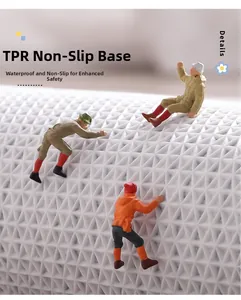 Detail view of TPR anti-slip backing on semi-circular bath mat with geometric texture