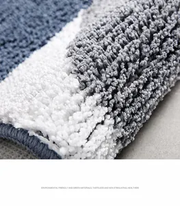 Macro detail of high-density thick microfiber bathroom mat with soft geometric patterns