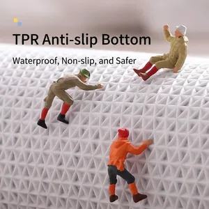 Semicircle bathroom mat with 3D diamond texture and TPR non-slip waterproof base