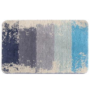 Absorbent gradient stripe bathroom rug with non-slip tufted texture for home entry