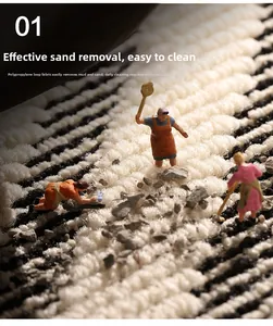 Macro shot of durable black and white polypropylene loop pile mat for dirt removal