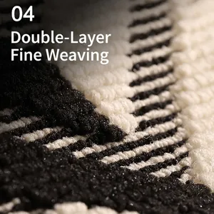 Minimalist entrance mat with high-density double-layer woven fibers and non-slip texture