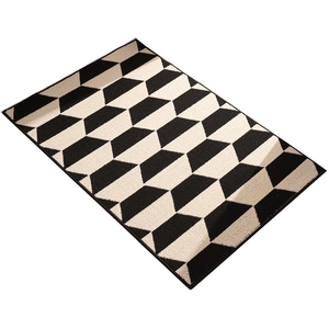 Minimalist 3D geometric block pattern non-slip doormat for home entrance hallway