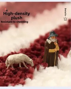 Macro detail of high-density plush rug fibers showing thick and durable texture