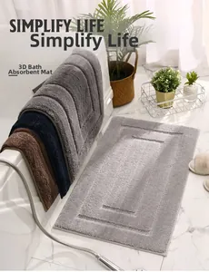 Macro detail of high-density absorbent bathroom mat with anti-slip geometric 3D patterns