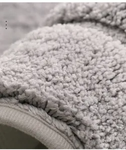 Macro detail of high-density grey plush fiber with advanced fiber-locking technology