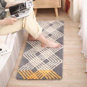 Geometric Striped Home Rug Non-Slip Absorbent Polyester Mat For Kitchen Bedroom Bathroom Hallway Modern Indoor Decor