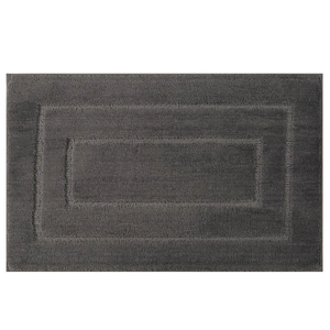 Deep grey thickened absorbent bath mat with high-density plush and anti-slip backing