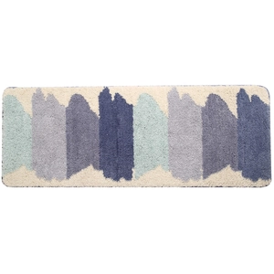 Abstract watercolor rectangular bedroom rug with soft plush texture in blue and green tones