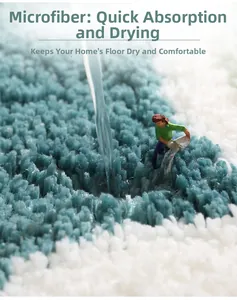 Close-up of microfiber absorbent bath mat with high fiber density and water soaking effect
