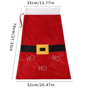 Grand sac cadeau de Noël en velours rouge avec motif HO HO HO et boucle de ceinture
