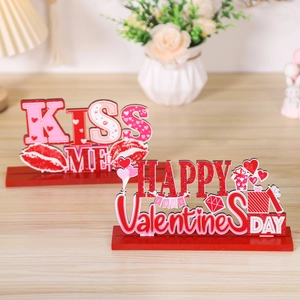 Valentine's Day wooden LOVE centerpieces for table decoration in red and pink colors
