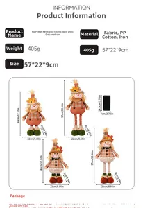 Size chart for telescopic harvest gnome showing adjustable height from 44cm up to 57cm