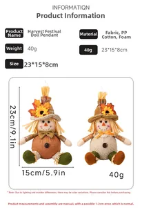 Detailed view of the plaid scarecrow gnome ornament showing size and materials