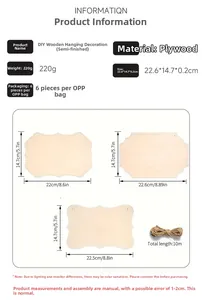 Detailed specifications of 6pcs DIY unfinished wood plaques with 10m hemp rope accessory