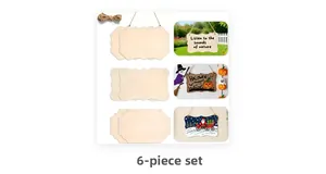 6pcs DIY wooden hanging plaques in wave shapes with twine for holiday wall decorations
