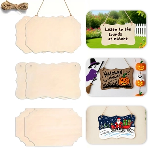 DIY Unfinished Wood Hanging Signs With Jute Rope Blank Natural Wood Wave Edge Plaque For Home Decor Garden Crafting