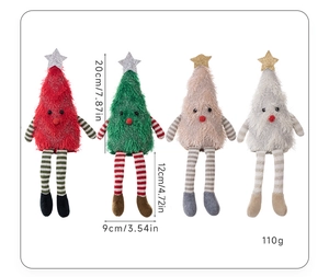 Dimensions détaillées des peluches sapin de Noël avec longues jambes rayées