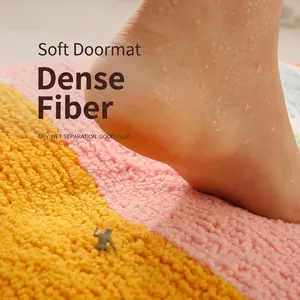 Absorbent striped bath mat made of high-density fiber for bathroom and entryway