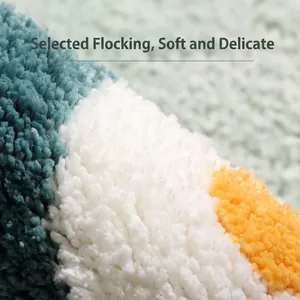 Plush flocking absorbent bathroom mat with colorful splicing design and non-slip backing