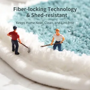 Absorbent microfiber bathroom mat with non-slip flocking and lock-fiber technology