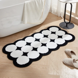 Modern Irregular Cloud Shaped Floor Mat Thickened Plush Absorbent Bathroom Rug Geometric Pattern Bedroom Bedside Carpet Non Slip Home Decor