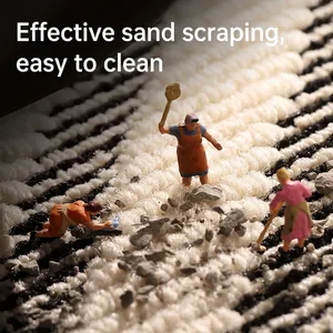Striped anti-slip entrance mat with deep textured pile for effective dust and sand removal