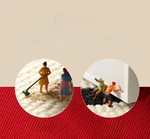 Close-up of red loop pile door mat showing durable woven texture and soft fiber surface