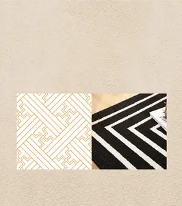 Detail of high-end jacquard entrance rug showing intricate geometric patterns and texture