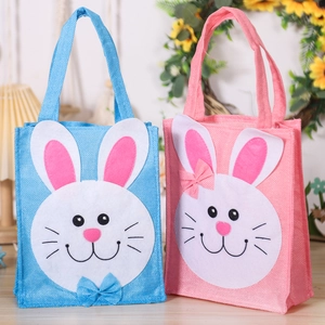 Sac Fourre-Tout Lapin De Pâques Tissu Non Tissé Portatif Emballage Cadeau Bonbons Décoration Fête Festive Dessin Animé Mignon Pour Enfants