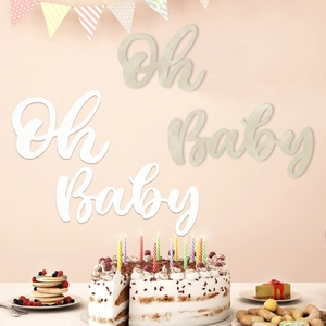 Oh Baby Enseigne en Bois Décoration Murale pour Baby Shower Anniversaire Fête Fond Décoration Lettres en Bois Ornement à Suspendre