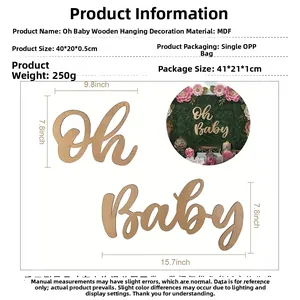 Décoration murale en bois Oh Baby en panneau MDF de 0,5cm pour décor de fête
