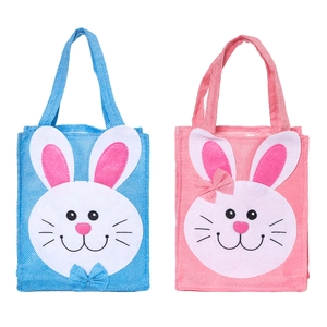 Sacs cadeaux de Pâques en intissé avec lapins bleus et roses pour bonbons et décorations