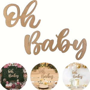 Détails de l'enseigne en bois Oh Baby pour décoration de fête dans divers décors