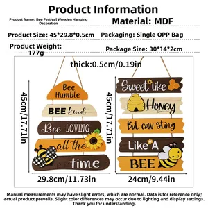 Wooden bee themed welcome sign set made of MDF with precise 45cm height and 0.5cm thickness