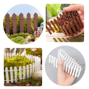 Close-up of flexible brown and white miniature fences for succulent garden decoration