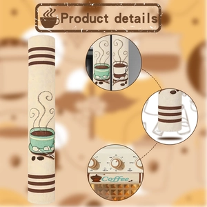 Set of 3 coffee themed linen refrigerator handle covers for kitchen appliance decor