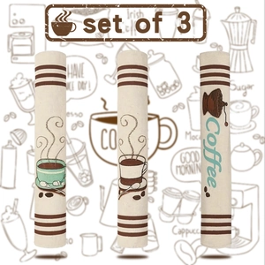 Coffee Theme Cotton Linen Fridge Handle Covers Microwave Oven Door Handle Protector Protective Anti Dirty Dust Proof Covers Kitchen Decor