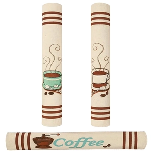 3Pcs coffee themed linen refrigerator handle covers with vintage cup and bean print
