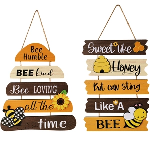 Bee Humble and Sweet like Honey wooden door signs with sunflower and bee motifs