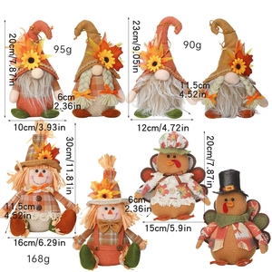Detailed size and weight specs for Thanksgiving gnomes, scarecrow and turkey plush set