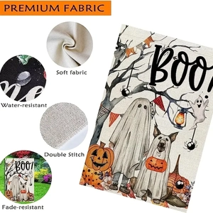 Detail showing waterproof and double-stitched fabric on Halloween garden flag