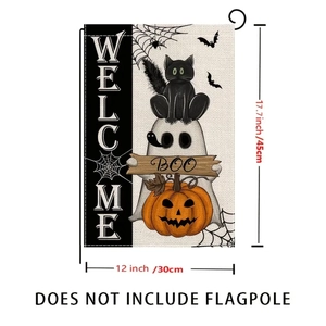 Detail of 12x17.7 inch Halloween garden flag with ghost and pumpkin patterns