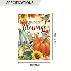 Detailed size specification for autumn harvest garden flag with dimensions 40x28 inches