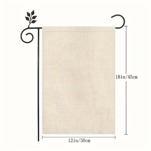 Black metal garden flag stand with maple leaf decor and 12x18 inch burlap flag banner